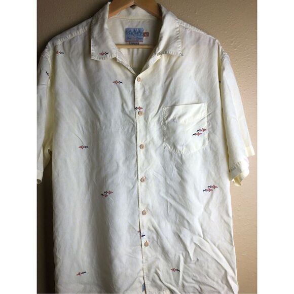 Quiksilver Edition Men's Comfort Fit Casual With Print fish Shirt Size L Short S - Picture 2 of 10